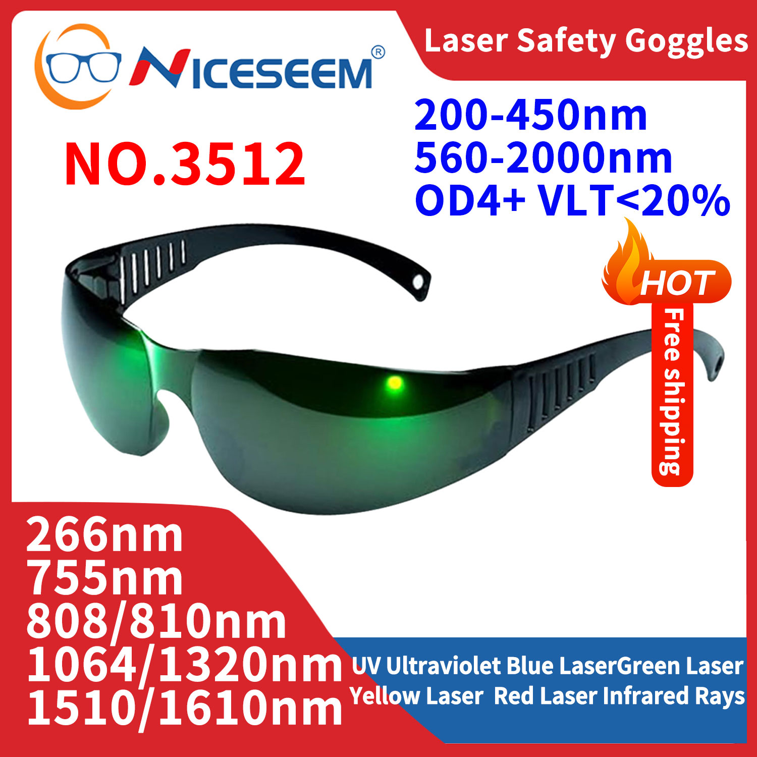 Laser Safety Goggles - نظارات واقية من الرصاص واقية من