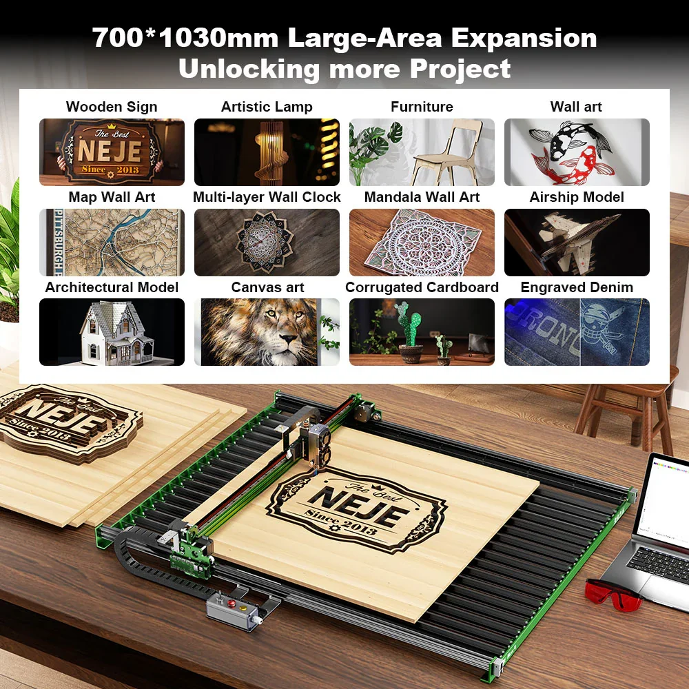 NEJE Max 4 V2 E80 24W عالي الس - مراجعة Industrial Laser Engraver For Wood وسعره
