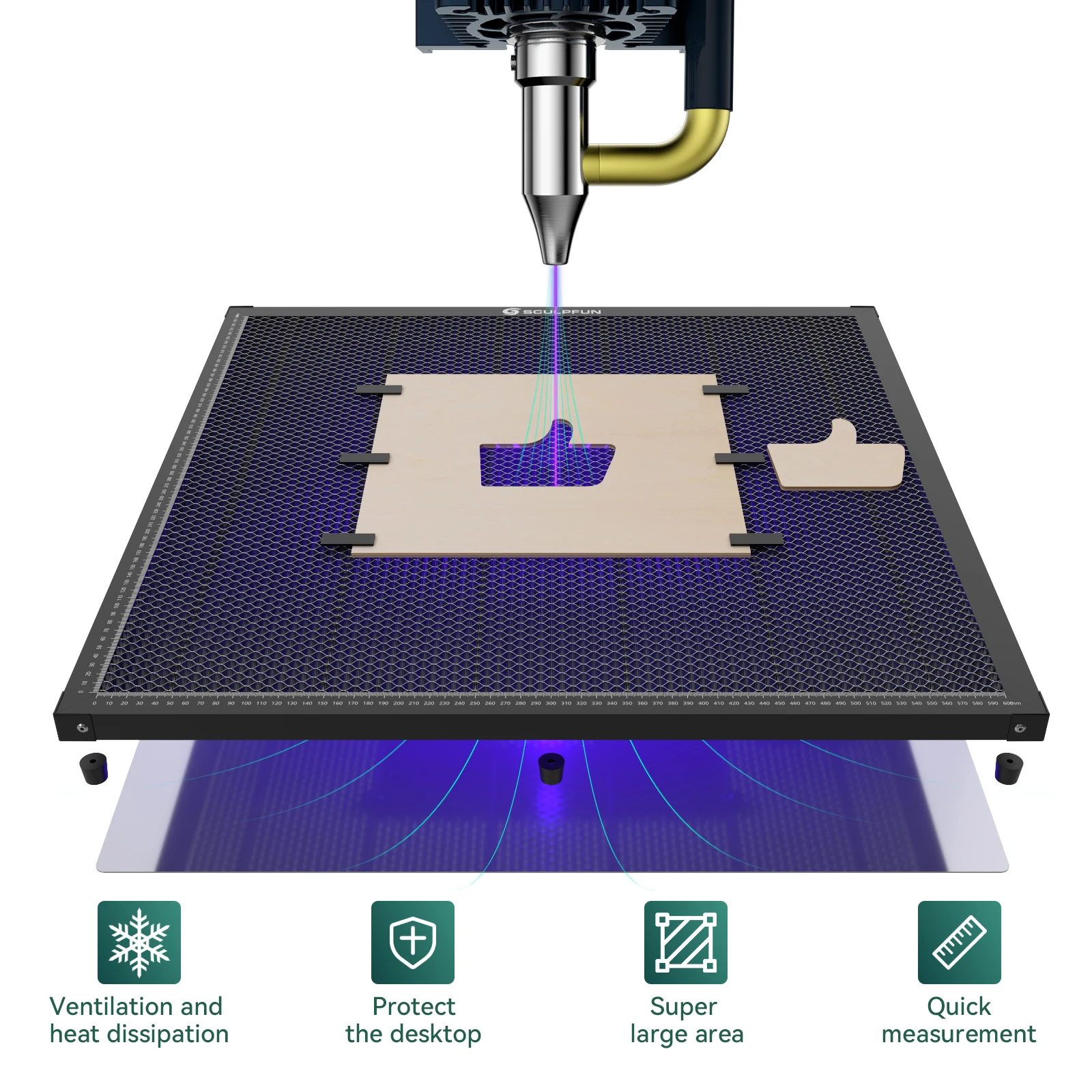 SCULPFUN 600x600 مللي متر لوحة - مراجعة Co2 Laser Engraving Machine وسعره